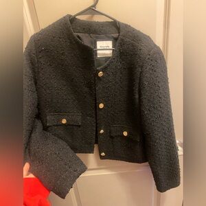 Gold button tweed blazer